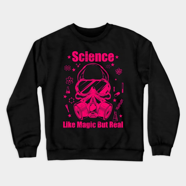 Science like magic but real with pink gas mask drawing gift Crewneck Sweatshirt by BijStore